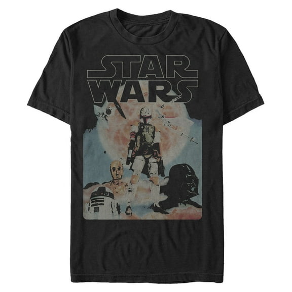 Men's Star Wars Boba Fett and Droids  Graphic Tee Black Medium