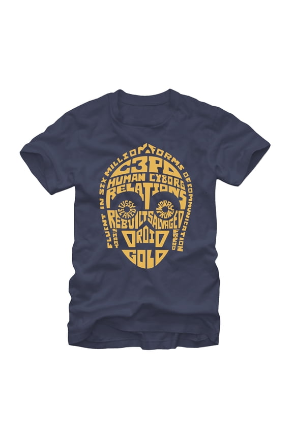 Men's Star Wars C-3PO Human Cyborg Relations Graphic Tee Navy Blue Large