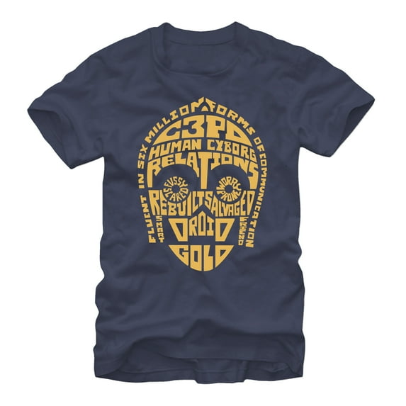 Men's Star Wars C-3PO Human Cyborg Relations Graphic Tee Navy Blue Medium