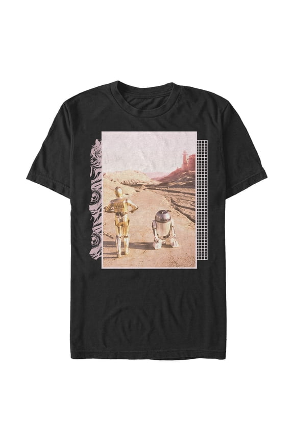 Men's Star Wars C-3PO and R2-D2 Desert Walk  Graphic Tee Black Medium