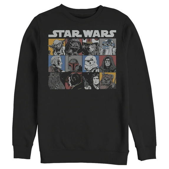 Men's Star Wars Character Grid Retro Sweatshirt Black 2X Large