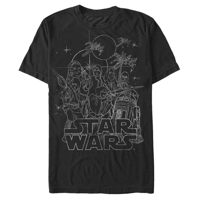 Men's Star Wars Character Outline  Graphic Tee Black 5X Large