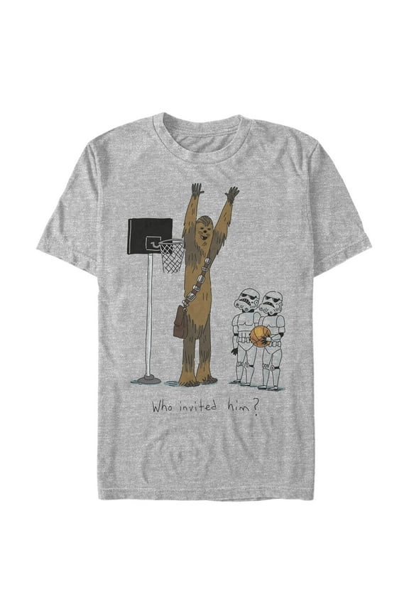 Men's Star Wars Chewbacca Basketball Who Invited Him Graphic Tee Athletic Heather X Large