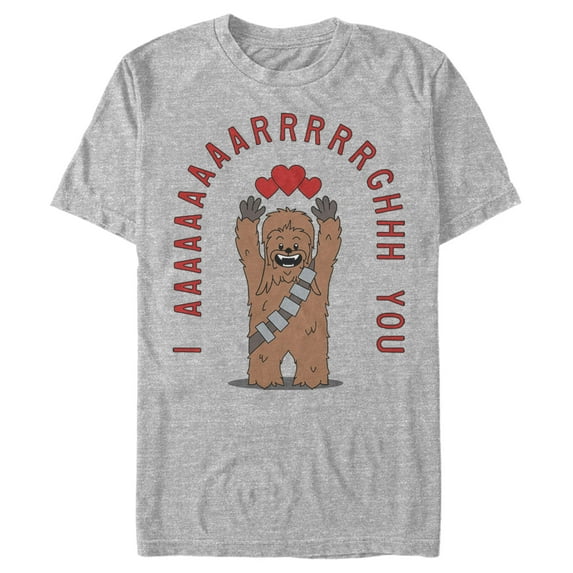 Men's Star Wars Chewie Valentine I Aaaaarrrgh You Graphic Tee Athletic Heather Medium