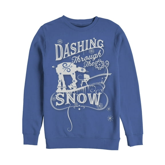 Men's Star Wars Christmas AT-AT Dashing Snow  Sweatshirt Royal Blue 3X Large