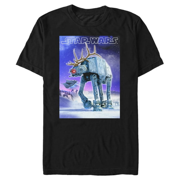 Men's Star Wars Christmas AT-AT Reindeer Walk Graphic Tee Black Medium