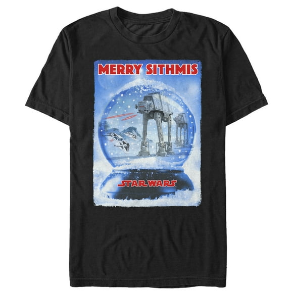 Men's Star Wars Christmas AT-AT Snow Globe  Graphic Tee Black Large