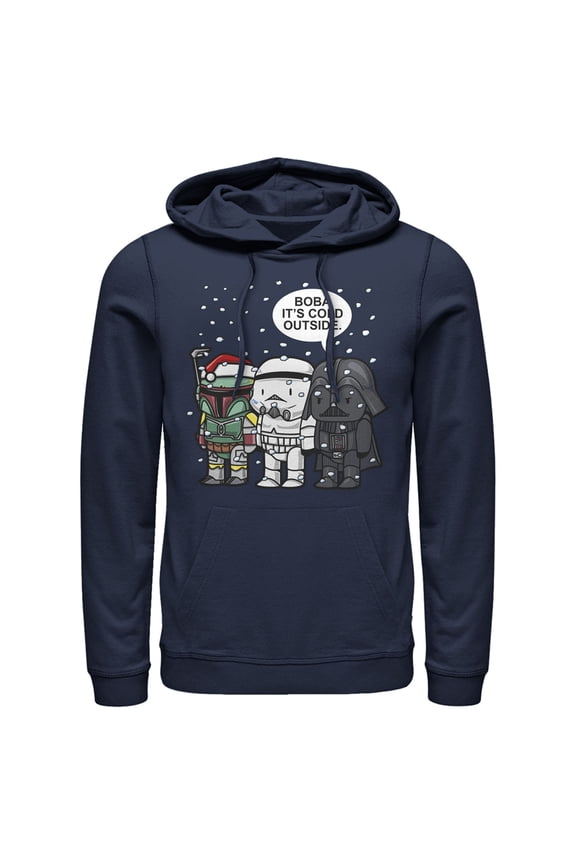 Men's Star Wars Christmas Boba It's Cold Outside Pull Over Hoodie Navy Blue Large