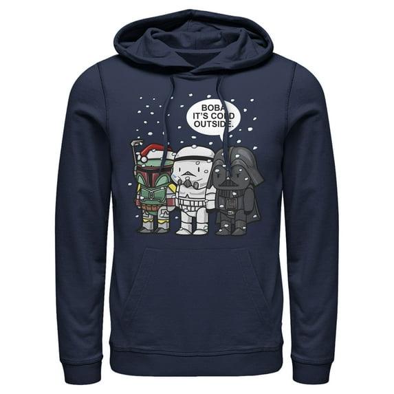 Men's Star Wars Christmas Boba It's Cold Outside Pull Over Hoodie Navy Blue X Large