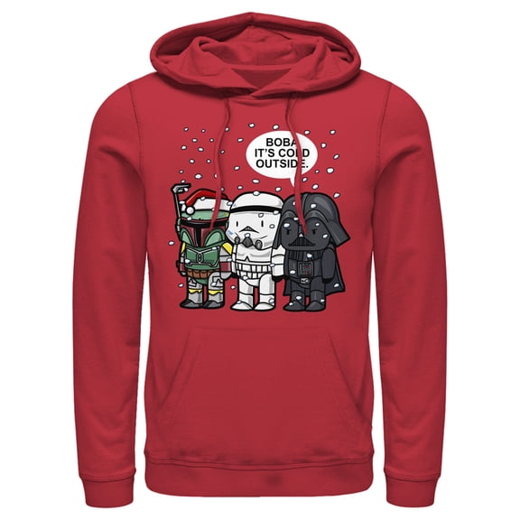 Men's Star Wars Christmas Boba It's Cold Outside  Pull Over Hoodie Red X Large