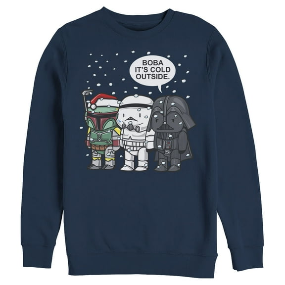 Men's Star Wars Christmas Boba It's Cold Outside  Sweatshirt Navy Blue X Large