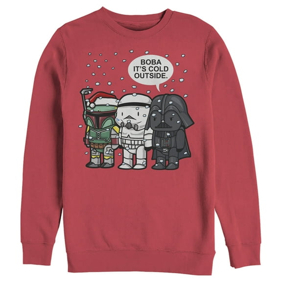 Men's Star Wars Christmas Boba It's Cold Outside Sweatshirt Red 2X Large