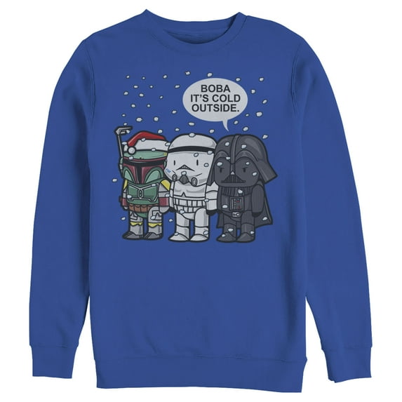 Men's Star Wars Christmas Boba It's Cold Outside Sweatshirt Royal Blue Medium