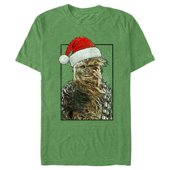 Men's Star Wars Christmas Chewbacca Santa Hat Portrait  Graphic Tee Kelly Heather Medium