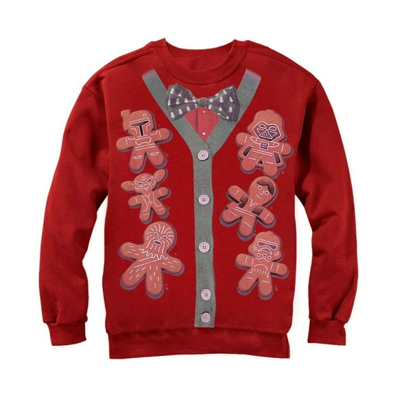 Men's Star Wars Christmas Cookies Cardigan Print Sweatshirt Red Large