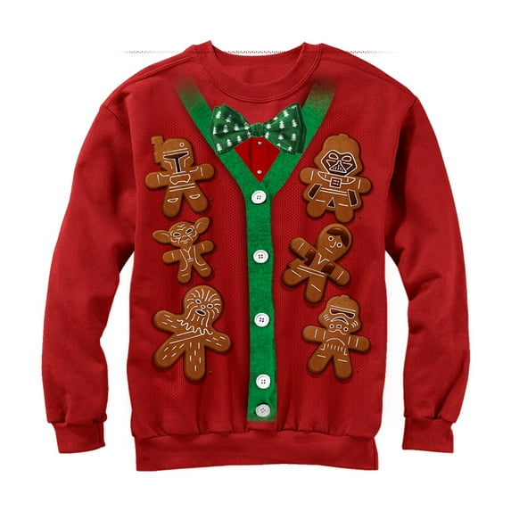 Men's Star Wars Christmas Cookies Cardigan Print Sweatshirt Red X Large