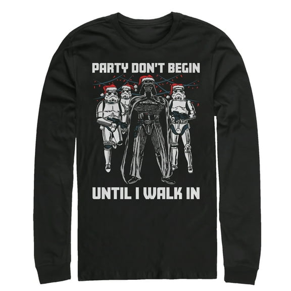 Men's Star Wars Christmas Dark Side Party  Long Sleeve Shirt Black Large