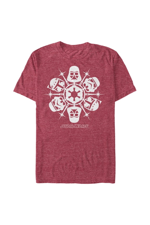 Men's Star Wars Christmas Dark Side Snowflakes Graphic Tee Red Heather 3X Large
