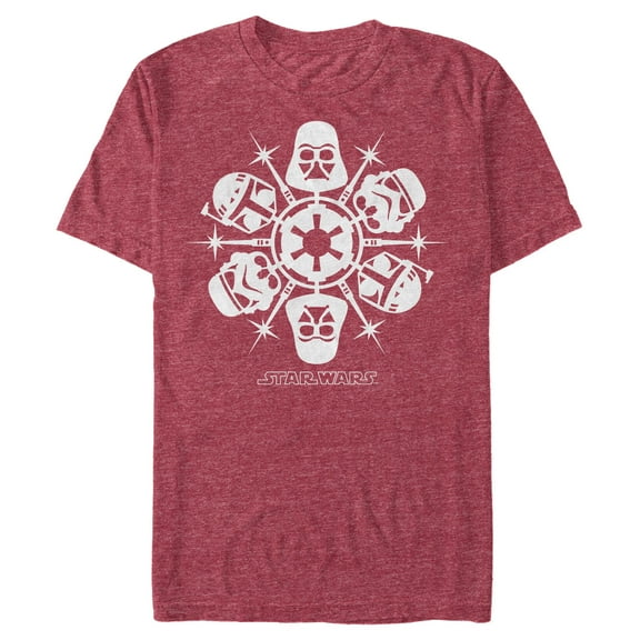 Men's Star Wars Christmas Dark Side Snowflakes  Graphic Tee Red Heather Large