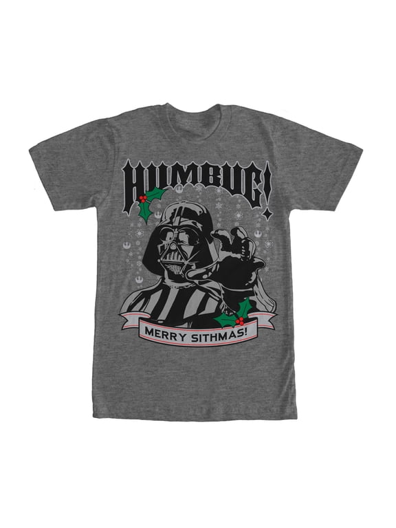 Men's Star Wars Christmas Darth Vader Humbug Graphic Tee Charcoal Heather 2X Large
