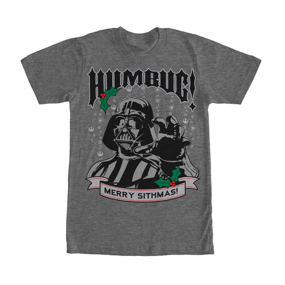 Men's Star Wars Christmas Darth Vader Humbug Graphic Tee Charcoal Heather Large