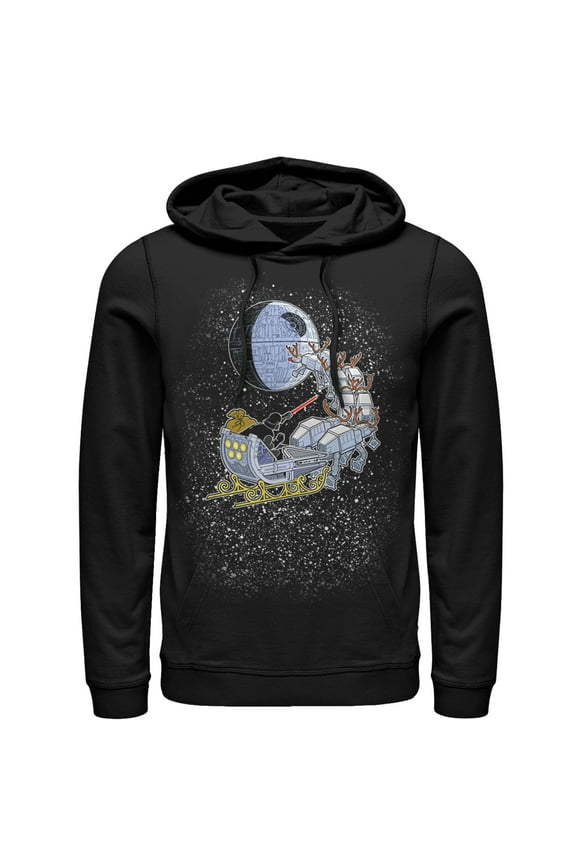 Men's Star Wars Christmas Darth Vader Santa's Sleigh Pull Over Hoodie Black X Large