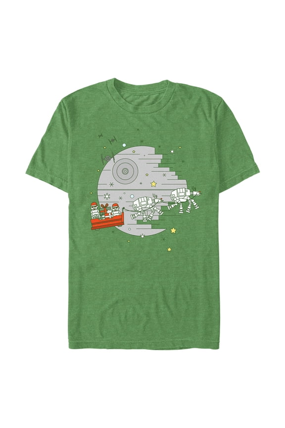 Men's Star Wars Christmas Death Star Scene Graphic Tee Kelly Heather X Large