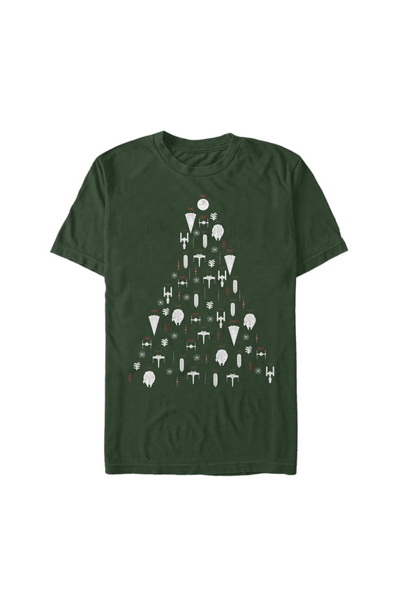 Men's Star Wars Christmas Galactic Ornaments Graphic Tee Dark Green Large