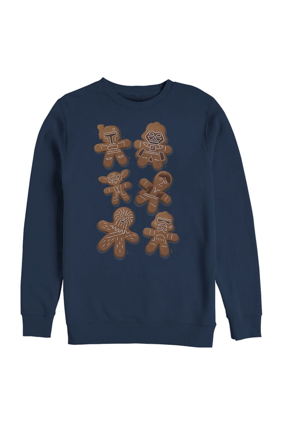 Men's Star Wars Christmas Gingerbread Cookies Sweatshirt Navy Blue 2X Large
