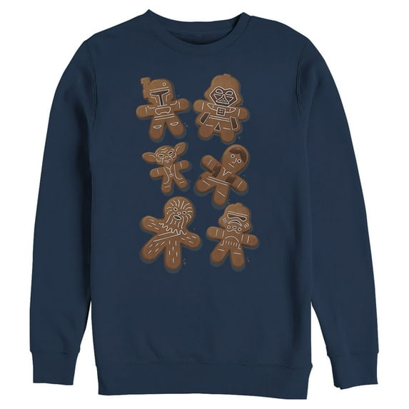 Men's Star Wars Christmas Gingerbread Cookies Sweatshirt Navy Blue Small