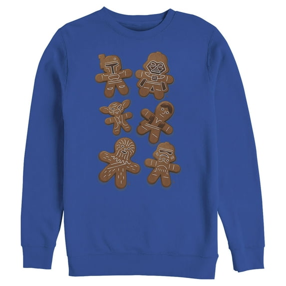 Men's Star Wars Christmas Gingerbread Cookies Sweatshirt Royal Blue X Large