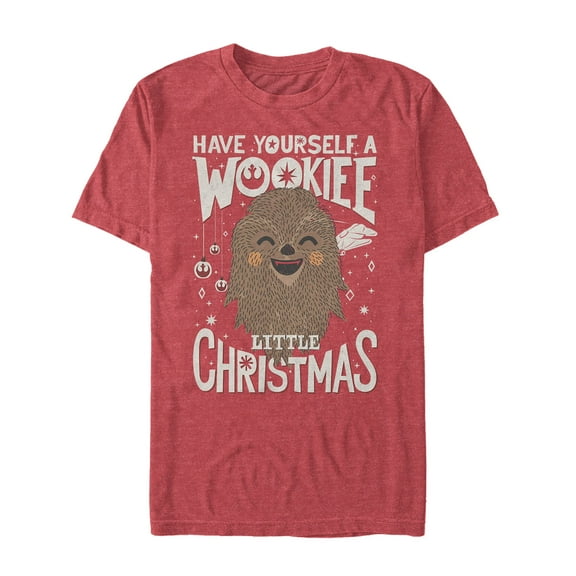 Men's Star Wars Christmas Have Yourself a Wookie Graphic Tee Red Heather Large