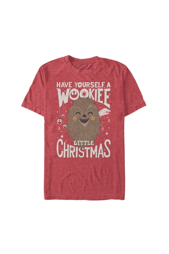 Men's Star Wars Christmas Have Yourself a Wookie Graphic Tee Red Heather Large
