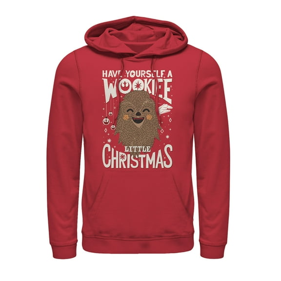 Men's Star Wars Christmas Have Yourself a Wookie Pull Over Hoodie Red Small