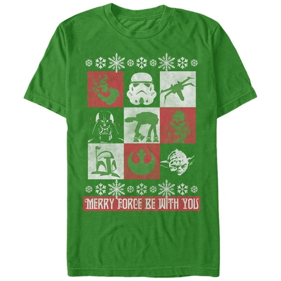 Men's Star Wars Christmas Panels  Graphic Tee Kelly Green Medium
