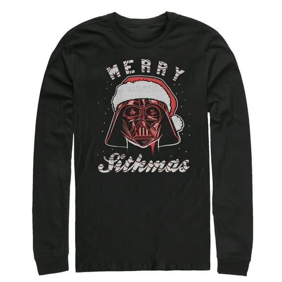 Men's Star Wars Christmas Santa Vader Sithmas  Long Sleeve Shirt Black X Large