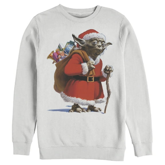 Men's Star Wars Christmas Santa Yoda  Sweatshirt White 2X Large