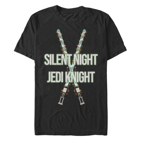 Men's Star Wars Christmas Silent Night Jedi Knight Graphic Tee Black 1X Big Tall