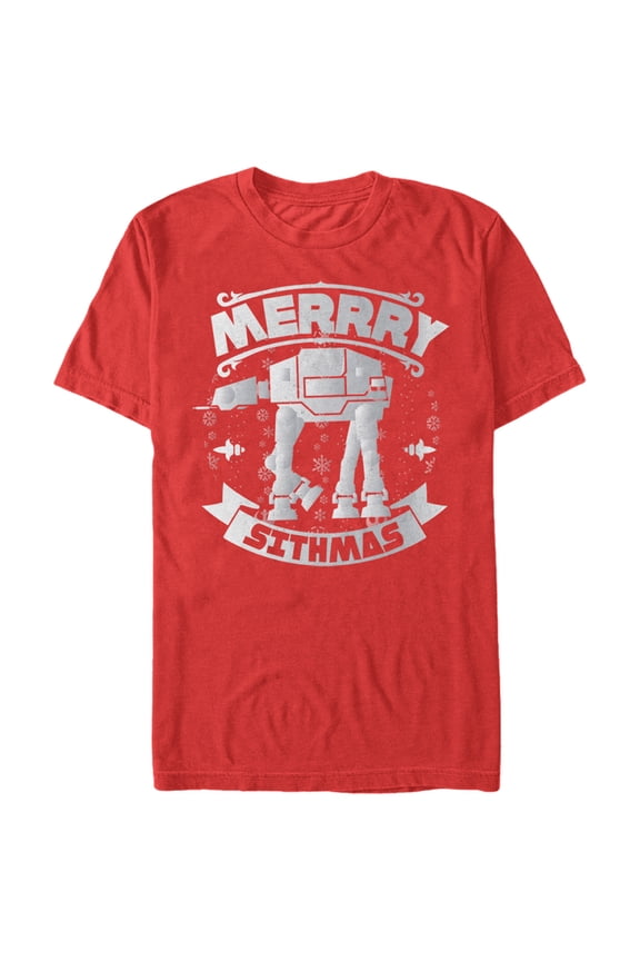 Men's Star Wars Christmas Sithmas AT-AT Graphic Tee Red Medium