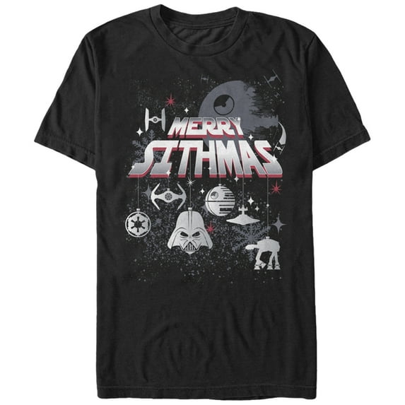 Men's Star Wars Christmas Sithmas Ornaments Graphic Tee Black 2X Large