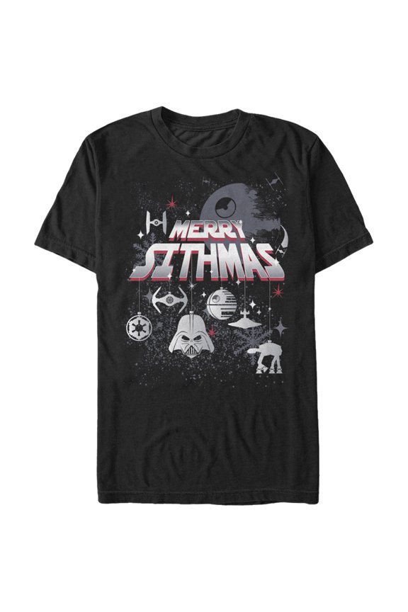 Men's Star Wars Christmas Sithmas Ornaments  Graphic Tee Black X Large
