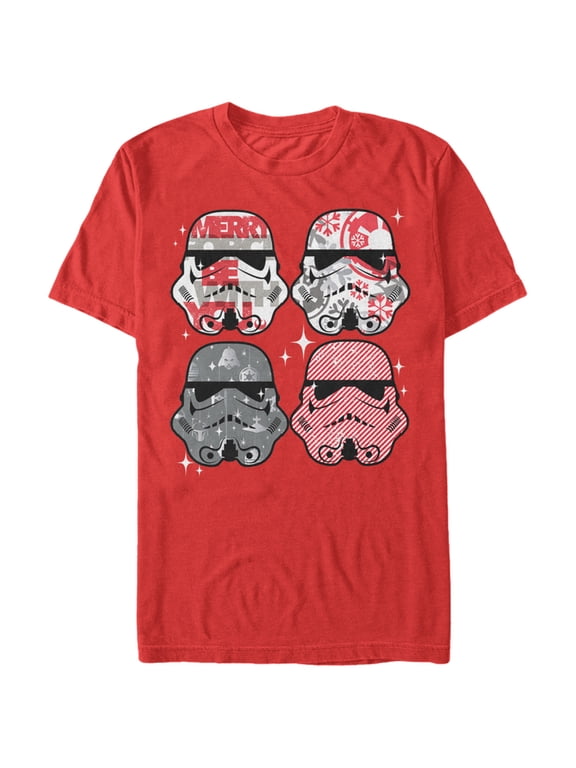 Men's Star Wars Christmas Stormtrooper Helmets Graphic Tee Red 2X Large