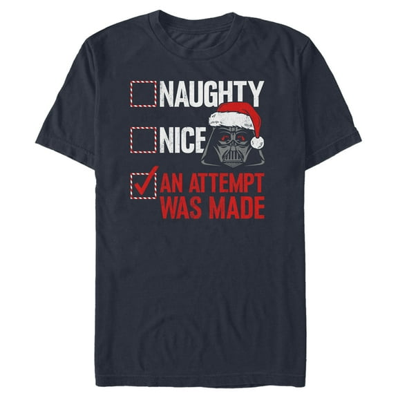 Men's Star Wars Christmas Vader Attempt Made Graphic Tee Navy Blue X Large