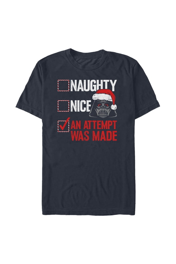 Men's Star Wars Christmas Vader Attempt Made Graphic Tee Navy Blue X Large