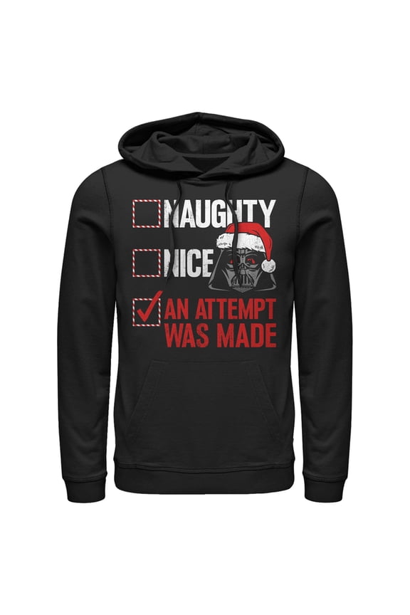 Men's Star Wars Christmas Vader Attempt Made Pull Over Hoodie Black X Large