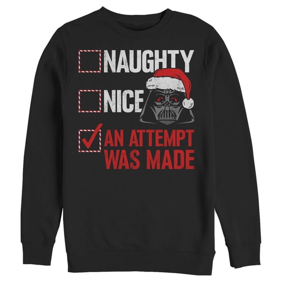Men's Star Wars Christmas Vader Attempt Made Sweatshirt Black X Large