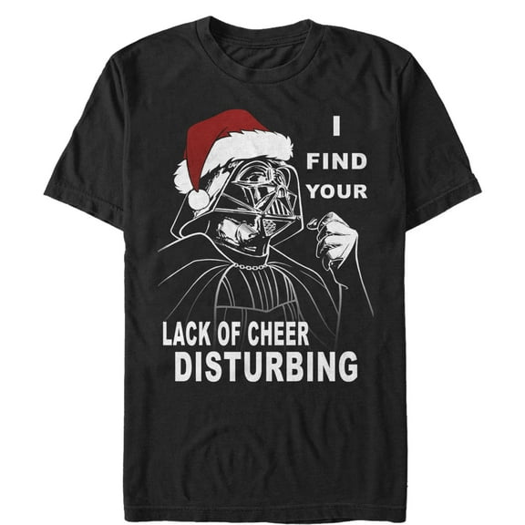 Men's Star Wars Christmas Vader Lack of Cheer Disturbing  Graphic Tee Black 2X Large