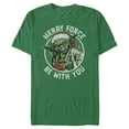 thumbnail image 1 of Men's Star Wars Christmas Yoda May the Force  Graphic Tee Kelly Green Small, 1 of 4