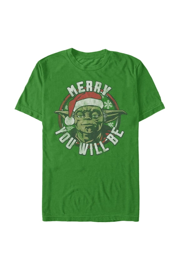 Men's Star Wars Christmas Yoda Merry You Will Be  Graphic Tee Kelly Green X Large