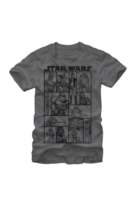 Men's Star Wars Classic Character Group Graphic Tee Charcoal X Large